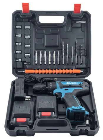 Kit Taladro Eléctrico Mox MO-TE80 - 550W - Bivolt - Azul y Negro